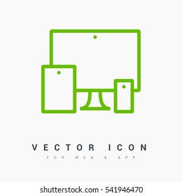 computer mobile phone tablet  isolated minimal icon. digital graph line vector icon for websites and mobile minimalistic flat design.