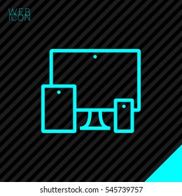 computer mobile phone tablet  isolated minimal icon. digital graph line vector icon for websites and mobile minimalistic flat design.
