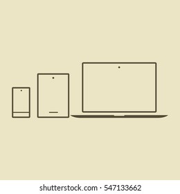 computer mobile phone tablet  isolated minimal icon. digital graph line vector icon for websites and mobile minimalistic flat design.