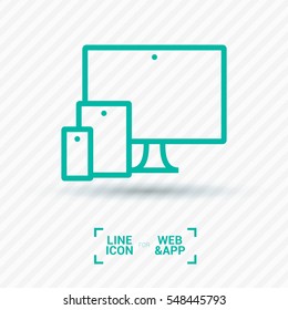 computer mobile phone tablet  isolated minimal icon. digital graph line vector icon for websites and mobile minimalistic flat design.