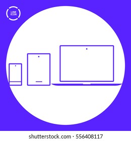 computer mobile phone tablet  isolated minimal icon. digital graph line vector icon for websites and mobile minimalistic flat design.
