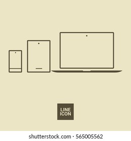 computer mobile phone tablet  isolated minimal icon. digital graph line vector icon for websites and mobile minimalistic flat design.