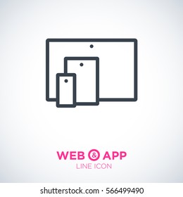 computer mobile phone tablet  isolated minimal icon. digital graph line vector icon for websites and mobile minimalistic flat design.
