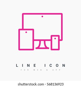 computer mobile phone tablet  isolated minimal icon. digital graph line vector icon for websites and mobile minimalistic flat design.