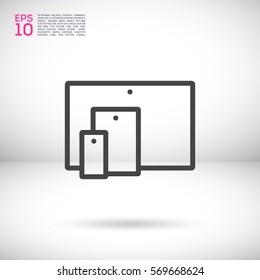 computer mobile phone tablet  isolated minimal icon. digital graph line vector icon for websites and mobile minimalistic flat design.