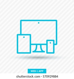 computer mobile phone tablet  isolated minimal icon. digital graph line vector icon for websites and mobile minimalistic flat design.