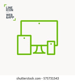 computer mobile phone tablet  isolated minimal icon. digital graph line vector icon for websites and mobile minimalistic flat design.