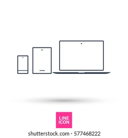 computer mobile phone tablet  isolated minimal icon. digital graph line vector icon for websites and mobile minimalistic flat design.