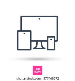 computer mobile phone tablet  isolated minimal icon. digital graph line vector icon for websites and mobile minimalistic flat design.