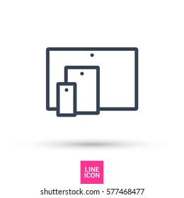 computer mobile phone tablet  isolated minimal icon. digital graph line vector icon for websites and mobile minimalistic flat design.