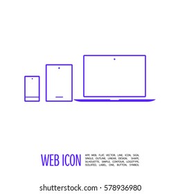 computer mobile phone tablet  isolated minimal icon. digital graph line vector icon for websites and mobile minimalistic flat design.