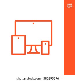 computer mobile phone tablet  isolated minimal icon. digital graph line vector icon for websites and mobile minimalistic flat design.