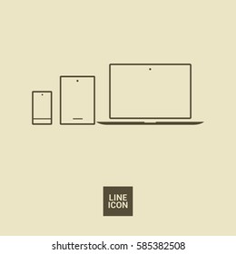 computer mobile phone tablet  isolated minimal icon. digital graph line vector icon for websites and mobile minimalistic flat design.