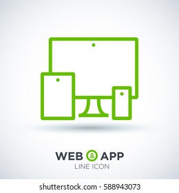 computer mobile phone tablet  isolated minimal icon. digital graph line vector icon for websites and mobile minimalistic flat design.
