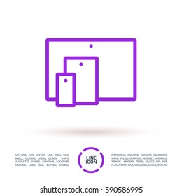 computer mobile phone tablet  isolated minimal icon. digital graph line vector icon for websites and mobile minimalistic flat design.
