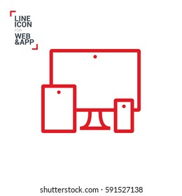 computer mobile phone tablet  isolated minimal icon. digital graph line vector icon for websites and mobile minimalistic flat design.