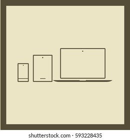 computer mobile phone tablet  isolated minimal icon. digital graph line vector icon for websites and mobile minimalistic flat design.