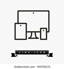 computer mobile phone tablet  isolated minimal icon. digital graph line vector icon for websites and mobile minimalistic flat design.