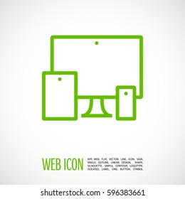 computer mobile phone tablet  isolated minimal icon. digital graph line vector icon for websites and mobile minimalistic flat design.