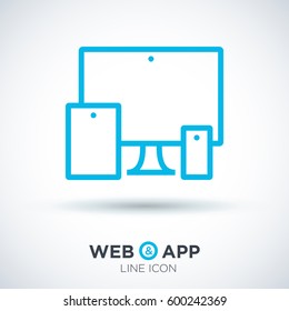 computer mobile phone tablet  isolated minimal icon. digital graph line vector icon for websites and mobile minimalistic flat design.
