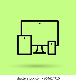 computer mobile phone tablet  isolated minimal icon. digital graph line vector icon for websites and mobile minimalistic flat design.