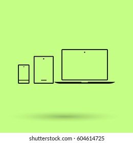 computer mobile phone tablet  isolated minimal icon. digital graph line vector icon for websites and mobile minimalistic flat design.