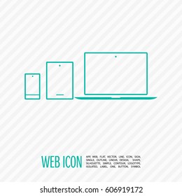 computer mobile phone tablet  isolated minimal icon. digital graph line vector icon for websites and mobile minimalistic flat design.