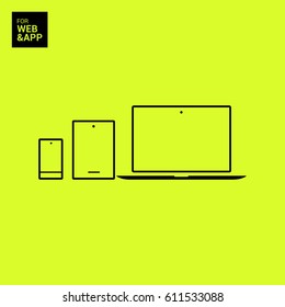 computer mobile phone tablet  isolated minimal icon. digital graph line vector icon for websites and mobile minimalistic flat design.