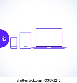 computer, mobile phone, tablet, line vector icon