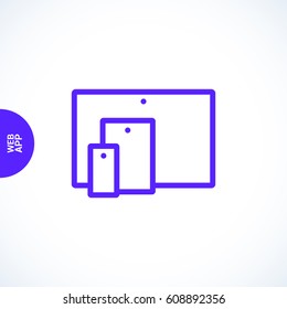 computer, mobile phone tablet line vector icon