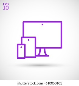 computer, mobile phone, tablet line vector icon