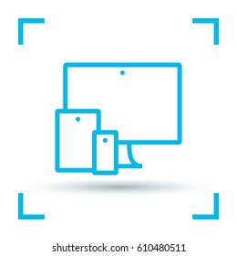 computer, mobile phone, tablet line vector icon