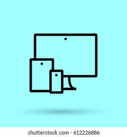 computer, mobile phone, tablet line vector icon