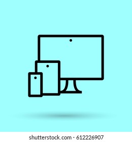 computer, mobile phone, tablet line vector icon