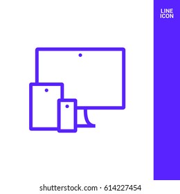 computer, mobile phone, tablet line vector icon