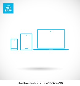computer, mobile phone, tablet, line vector icon