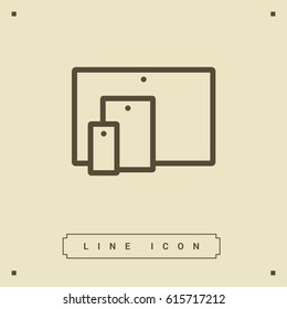 computer, mobile phone tablet line vector icon