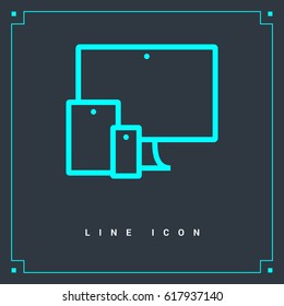 computer, mobile phone, tablet line vector icon