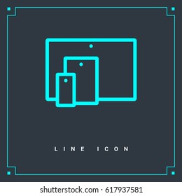 computer, mobile phone tablet line vector icon
