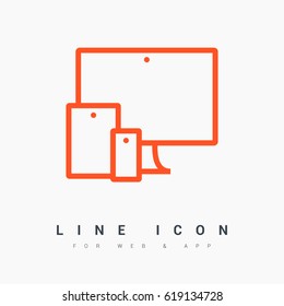 computer, mobile phone, tablet line vector icon