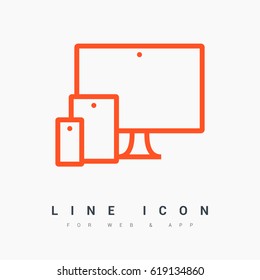 computer, mobile phone, tablet line vector icon