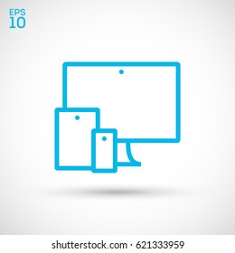 computer, mobile phone, tablet line vector icon