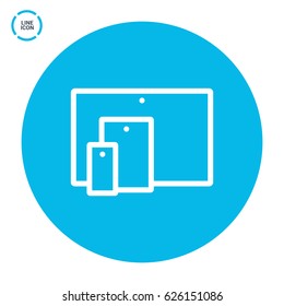 computer, mobile phone tablet line vector icon