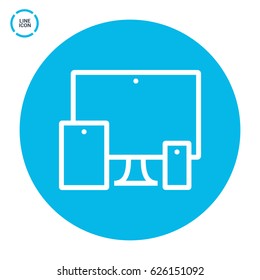 computer, mobile phone, tablet line vector icon