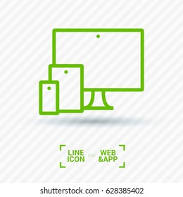 computer, mobile phone, tablet line vector icon