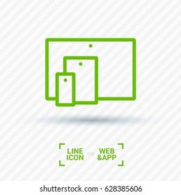 computer, mobile phone tablet line vector icon