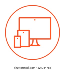 computer, mobile phone, tablet line vector icon