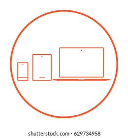 computer, mobile phone, tablet, line vector icon