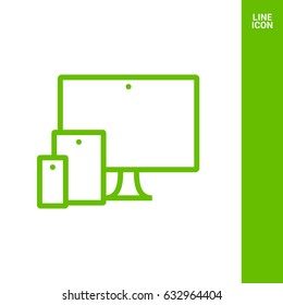 computer, mobile phone, tablet line vector icon