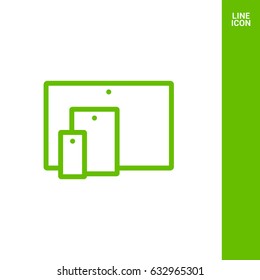 computer, mobile phone tablet line vector icon